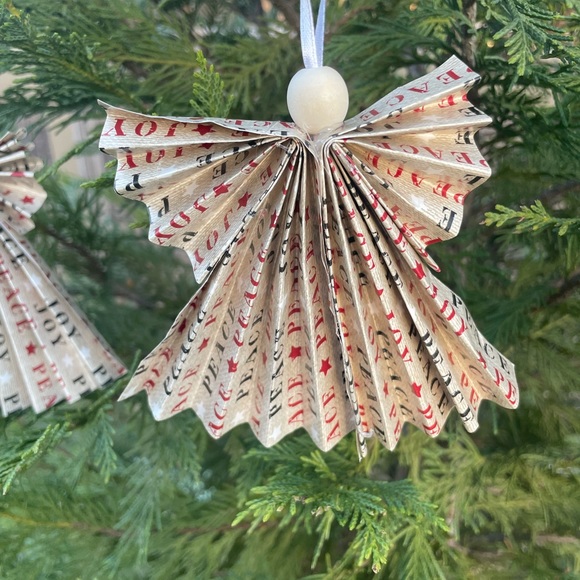 Handmade paper angel ornament with peace and joy- NO OFFERS - Picture 3 of 4